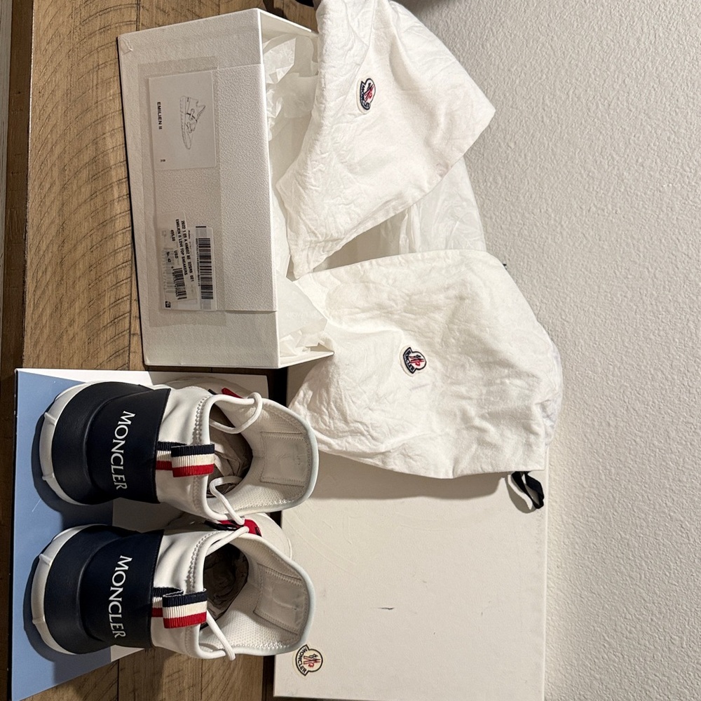 Moncler - White Sneakers with Red and Blue Accents - Picture 6 of 9